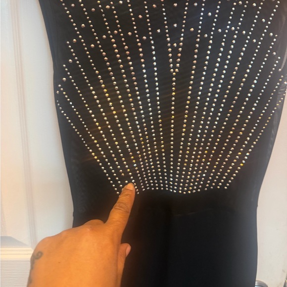Black Mini Dress with Rhinestones - Picture 9 of 10